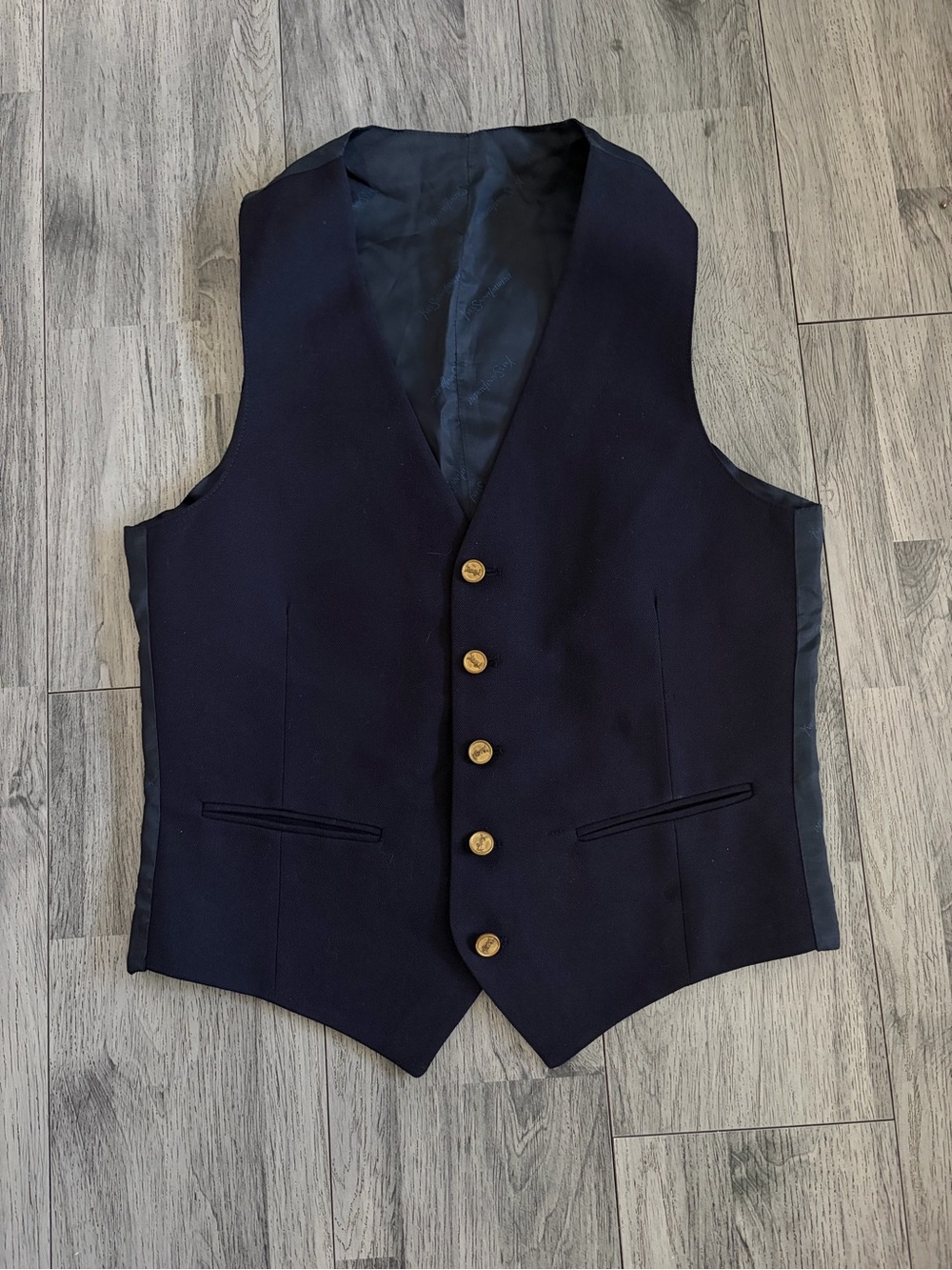 Yves Saint Laurent Vintage 70s Navy Blue Five-Button Dress Vest